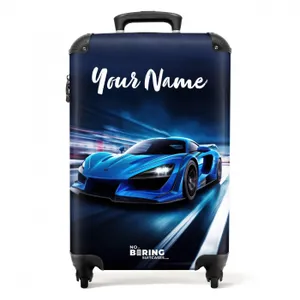 Suitcase with name – Blue blitz