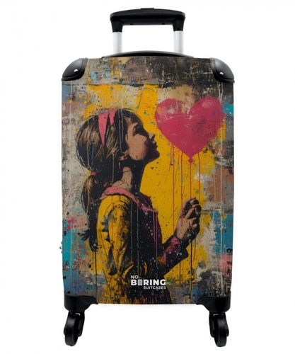 Girl with heart-shaped balloon in graffiti style