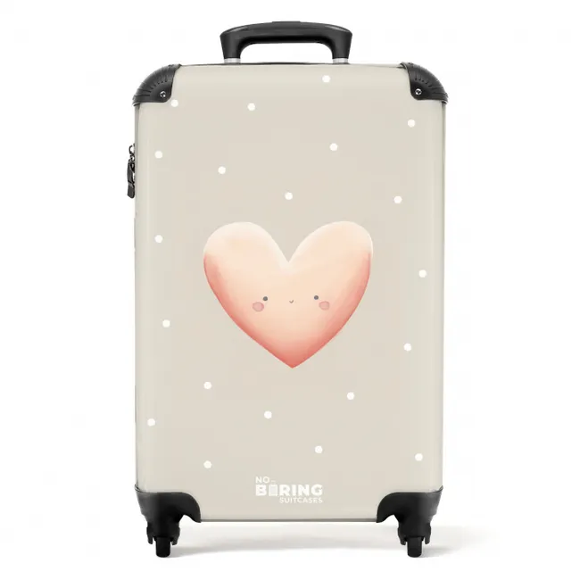 Suitcase - Pink heart surrounded by beige dots