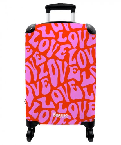Repeating 'LOVE' pattern in pink on red