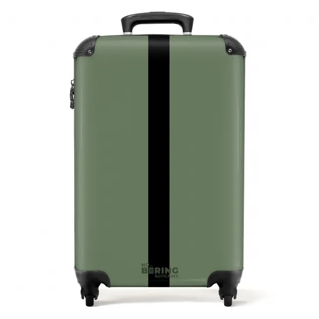 Suitcase - Minimal - Grey-green with black stripe