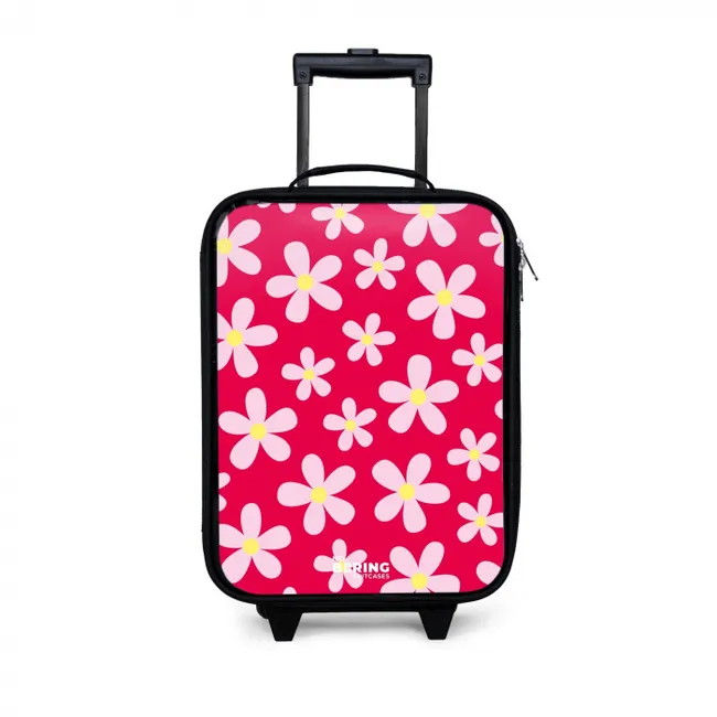 Madeliefjesmania hotpink Kinderkoffer - Zwart klein -3d