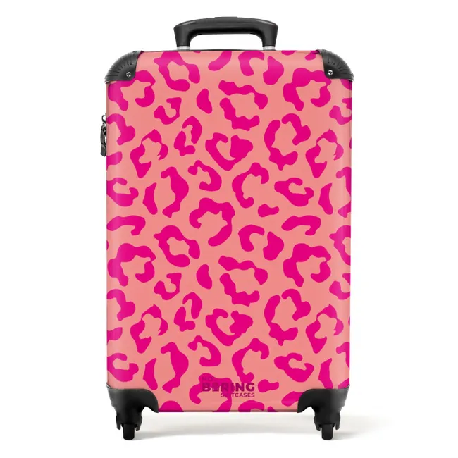Suitcase - Animal prints - Panther print suitcase in pink and coral pink