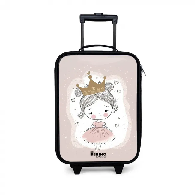 Prinses op gekleurde achtergrond met hartjes Kinderkoffer - Zwart klein -3d