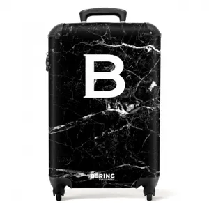 Suitcase - Marble - Letter B - Black - Marble print