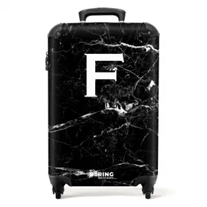 Suitcase - Marble - Black - Letter F