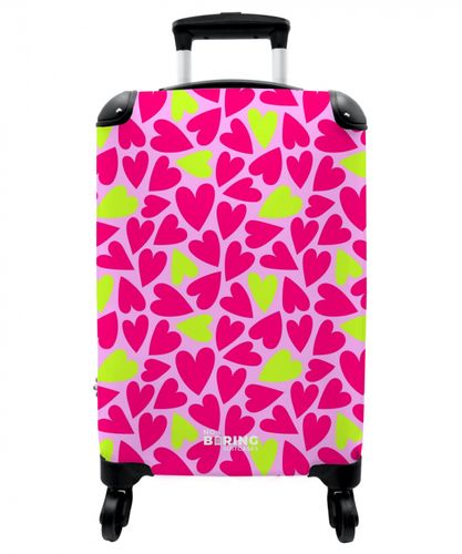 Pink and lime green hearts on light pink background