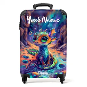 Suitcase with name – Ornate sapphire dragon