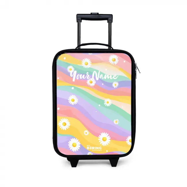 Madeliefjes op regenboogachtergrond Kinderkoffer - Zwart klein -3d