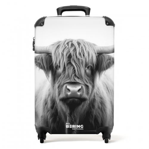 Scottish highlander in black and white