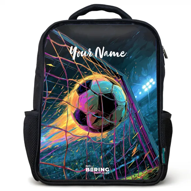 Children's backpack black with name - Neon - Net - Football - Colorful
