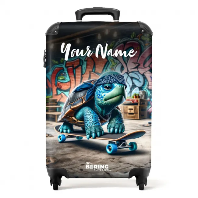 Suitcase with name – Skater turtle