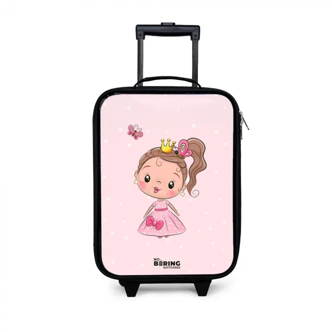 Prinses met een roze jurk Kinderkoffer - Zwart klein -3d