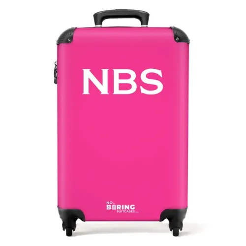 Pink with white letters