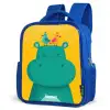 Nijlpaard - Vogels - Geel Kinderrugzak - Blauw middel -schuin