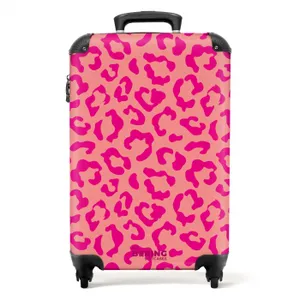 Suitcase - Animal prints - Panther print suitcase in pink and coral pink