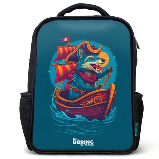 Piraten wasbeer op een boot Rugzak - Zwart middel -3d