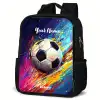Neon - Voetbal - Kleurrijk Rugzak - Zwart middel -schuin