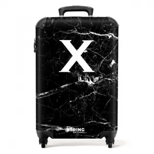 Suitcase - Letter X - Marble - Black - Marble look