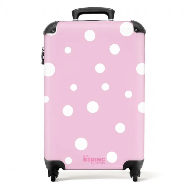 Suitcase - Pink background with white dots