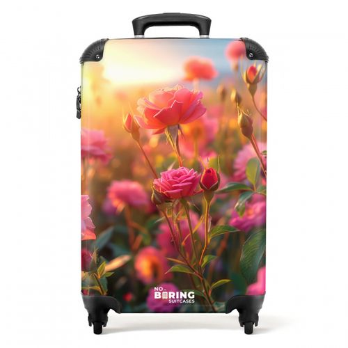 Roze rozen bij zonsondergang. NBS - Handbagage koffer - Unisex middel -productfoto_recht Roze rozen bij zonsondergang. NBS - Handbagage koffer - Unisex middel -productfoto_recht