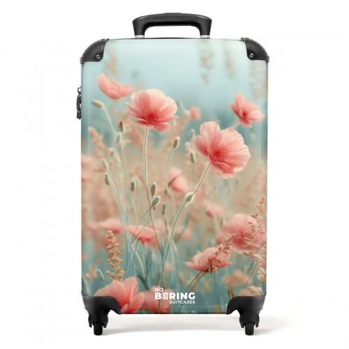 Bloemenveld met roze klaprozen NBS - Handbagage koffer - Unisex middel -productfoto_recht Bloemenveld met roze klaprozen NBS - Handbagage koffer - Unisex middel -productfoto_recht
