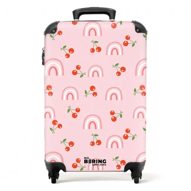Suitcase - Cherry and rainbow pattern