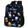 Dieren - Astronaut - Planeten - Sterren Rugzak - Zwart middel -schuin