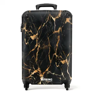 Suitcase - Marble - Golden Veins on Black Marble