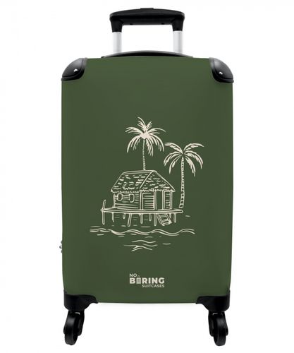 Palm trees - Island on olive green background