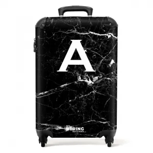 Suitcase - Marble - Black - Letter A - Marble look