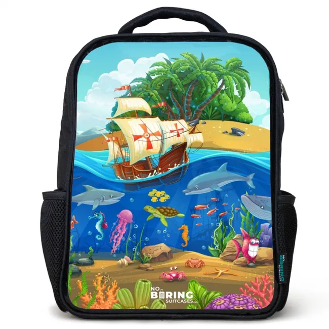 Zeilschip op de oceaan Rugzak - Zwart middel -3d