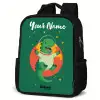 Dino - Planeet - Sterren - Groen Rugzak - Zwart middel -schuin