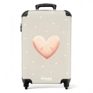 Suitcase - Pink heart surrounded by beige dots