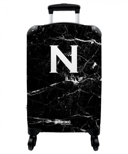 Letter N - Marble - Black - Marble print