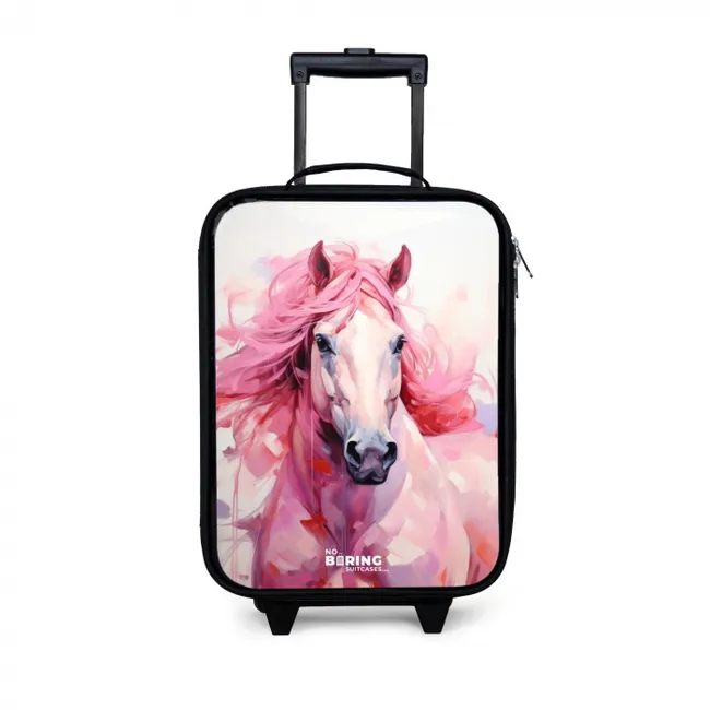 Pastel Praalpaard Kinderkoffer - Zwart klein -3d