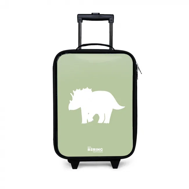 Groen met Triceratops dino Kinderkoffer - Zwart klein -3d