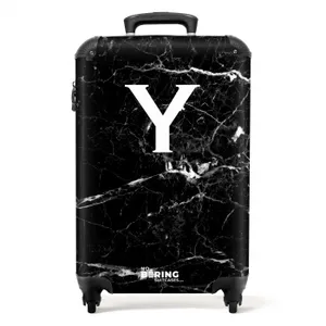 Suitcase - Letter Y - Marble - Black - Marble look