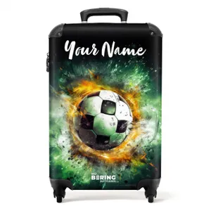 Suitcase with name – Soccer on fire