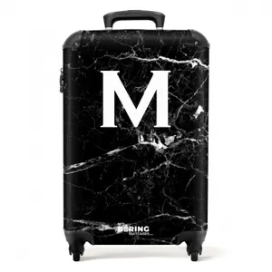 Suitcase - Letter M - Marble print - Black - Luxury