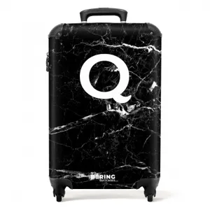 Suitcase - Marble print - Black - Letter Q