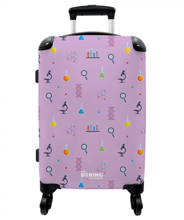 Laboratorium en wetenschapspatroon op paarse achtergrond NBS - Medium koffer - Kinderen Unisex middel -3d