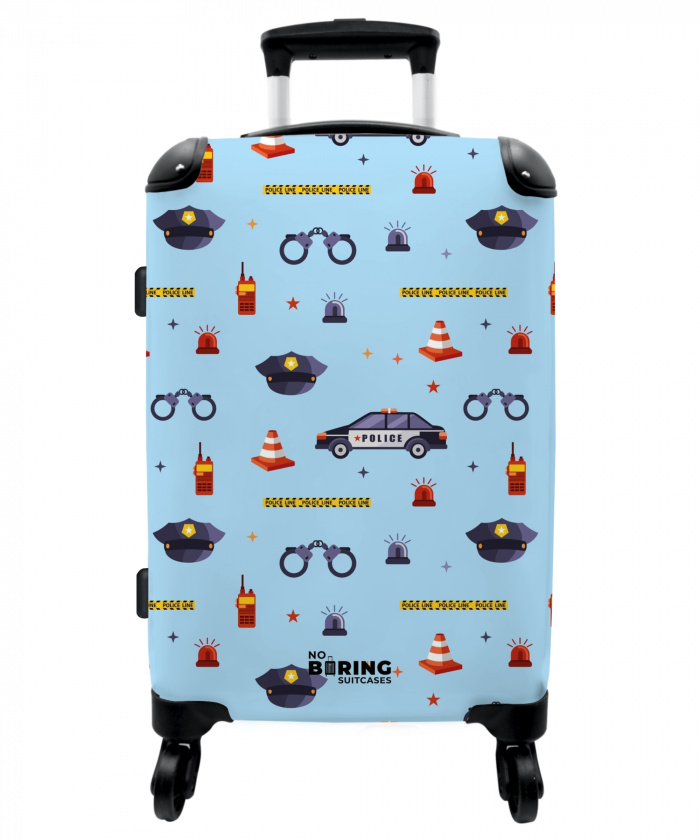 Politie en veiligheidspatroon op lichtblauw NBS - Medium koffer - Kinderen Unisex middel -3d