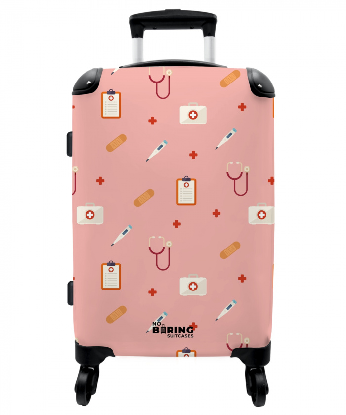 Medische symbolen op roze achtergrond NBS - Medium koffer - Kinderen Unisex middel -3d