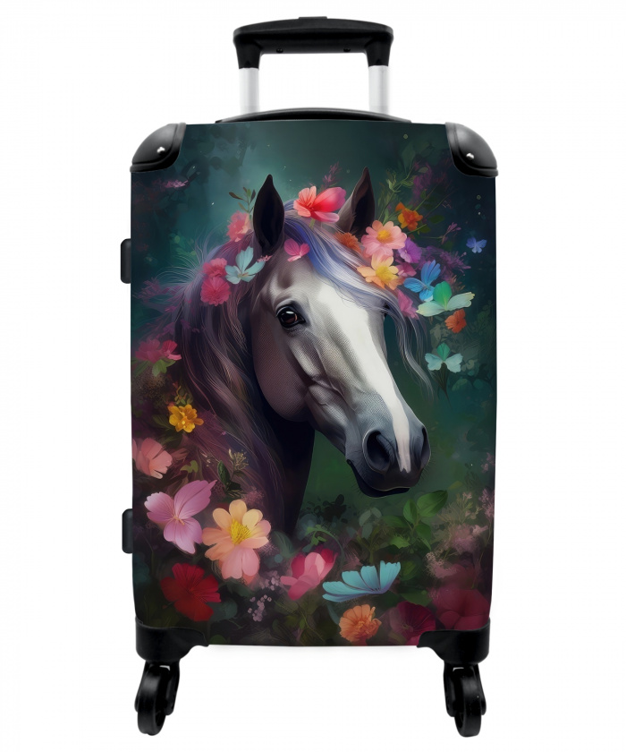 Koffer - Paard - Natuur - Bloemen - Bos - Dieren NBS - Medium koffer - Kinderen Unisex middel -3d