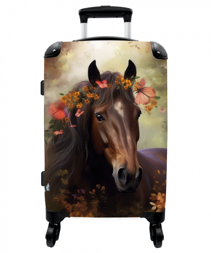 Koffer - Paard - Dieren - Bloemen - Bos - Vlinder NBS - Medium koffer - Kinderen Unisex middel -3d