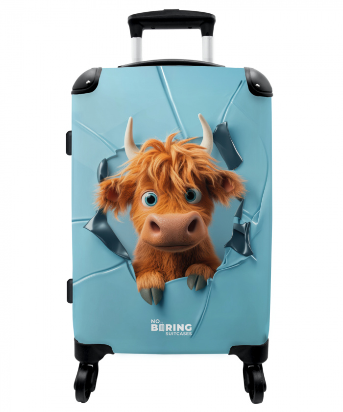 Cartoonachtige koe breekt door muur NBS - Medium koffer - Kinderen Unisex middel -3d