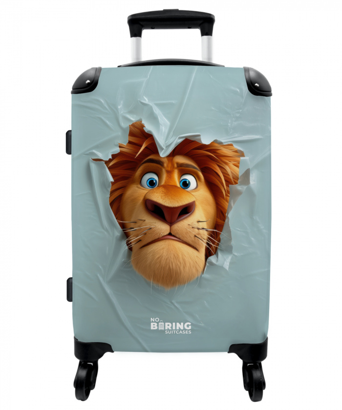 Leeuw met oranje manen door plastic wand NBS - Medium koffer - Kinderen Unisex middel -3d