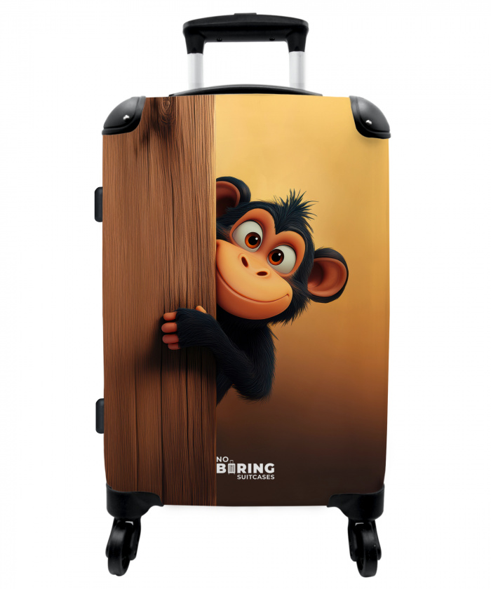 Een aap achter houten muur NBS - Medium koffer - Kinderen Unisex middel -3d