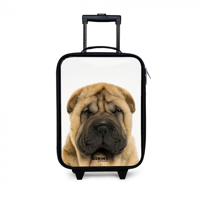Hondje met Boos Hoofd Kinderkoffer - Zwart klein -3d